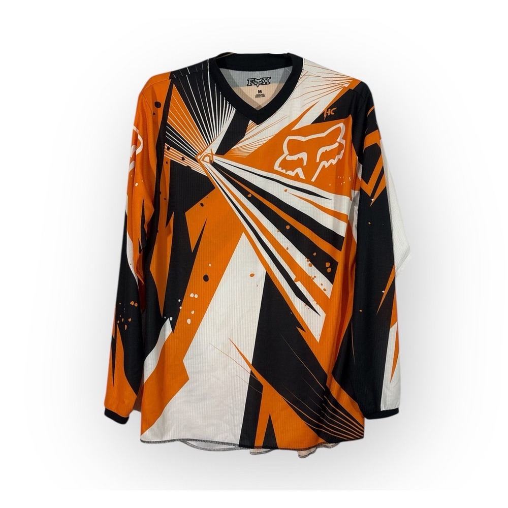 Fox Men's Size M Motorcross Racing Long Sleeve Shirt Orange Black